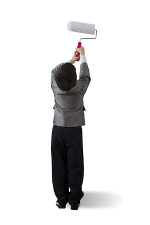 A child draw in a blank wallの写真素材