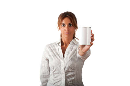 Shopping at the supermarket on white backgroundの写真素材