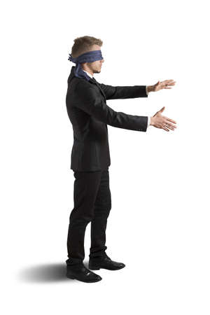Blind businessman. Concept of difficult in businessの写真素材