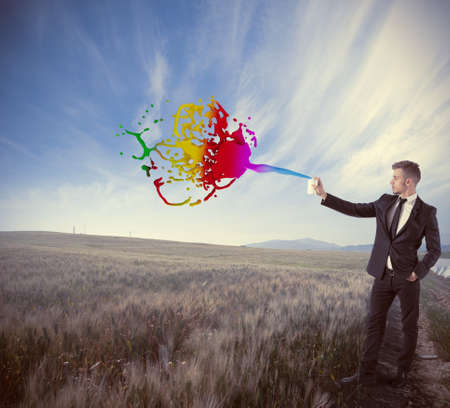 Creative in business concept with businessman and spryの写真素材