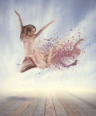 Concept of dancer with motion effectの写真素材