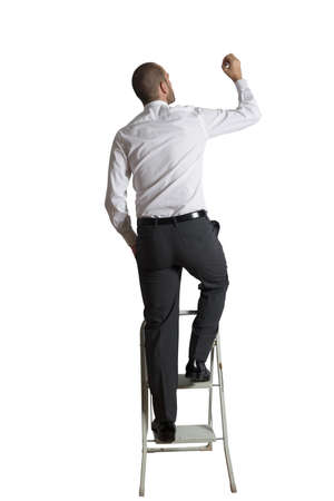 Writing businessman on white backgroundの写真素材
