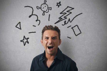Concept of businessman with angry expressionの写真素材