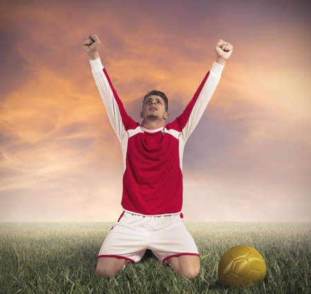 Concept of victory in a football matchの写真素材