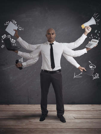 Concept of multitasking businessmanの写真素材