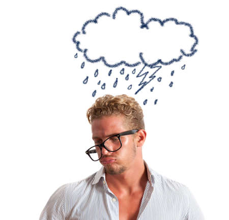 Concept of pessimist businessman for the crisisの写真素材