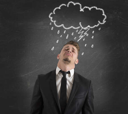 Concept of pessimist businessman for the crisisの写真素材