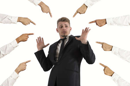 Concept of accused businessman with fingers pointingの写真素材