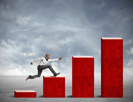 Concept of competition in business with running businessmanの写真素材