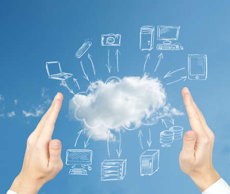 Virtual cloud compute network conceptの写真素材