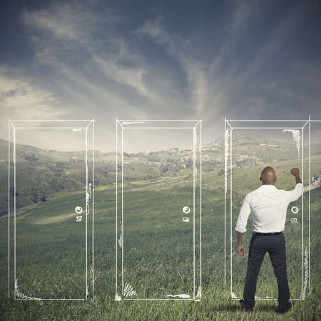 Concept of career and opportunity of a businessmanの写真素材