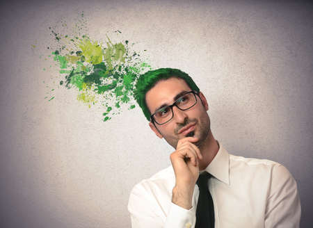 Creative thinking green of a businessman