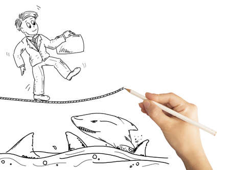 Hand drawing the solution for business problemsの写真素材
