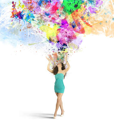 Creative explosion of a fashion girl Creative explosion of a fashion girl