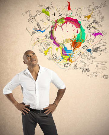 Concept of creative business with businessman and new idea