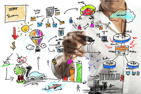Businessman drawing a new business projectの写真素材