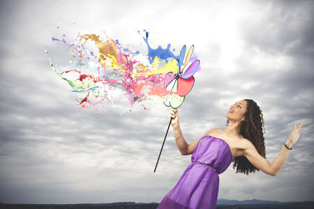 Colorful fashion concept with catherine wheel