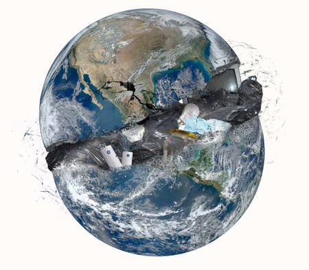 Concept of garbage with opened world. の写真素材