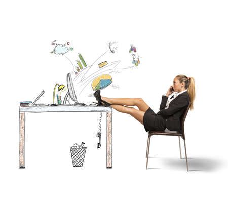 Concept of relax of a businesswoman at workの写真素材