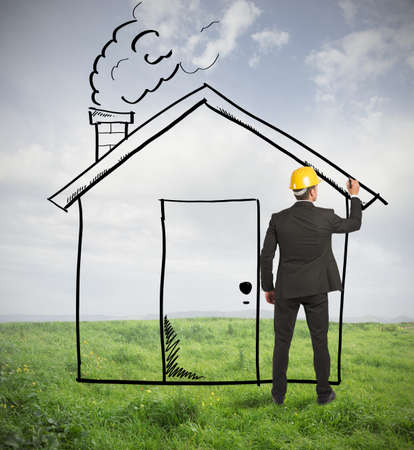 Concept of architect that drawing homeの写真素材