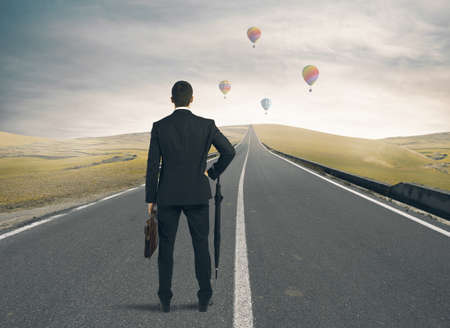 Businessman looking the way to successの写真素材