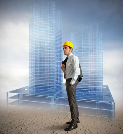 Architect and project of modern buildingsの写真素材