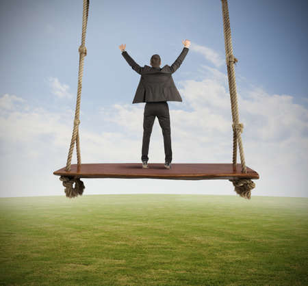 Concept of success of a young businessmanの写真素材