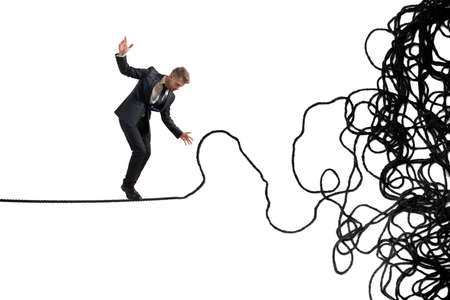 Concept of problem and difficulty of a businessmanの写真素材