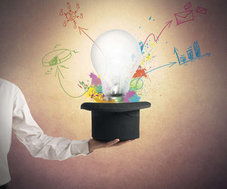 New idea exit from hat with drawing of business concept