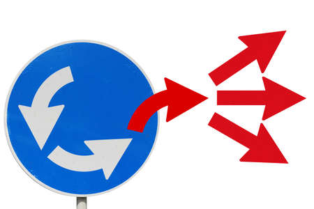 Concept of leadership with arrow that exit from loopの写真素材