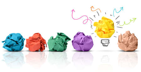 Concept of idea with colorful crumpled paper