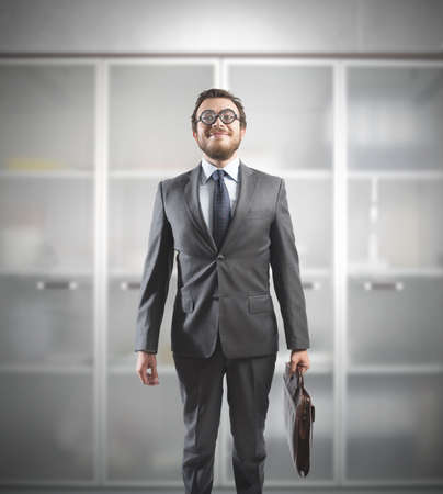 Concept of bizarre businessman like a nerdの写真素材