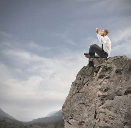 Concept of zen relax of a businessmanの写真素材