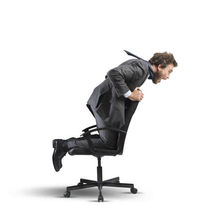 Concept of crisis and financial difficulty with businessman  over the chairの写真素材