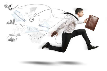 Concept of Fast business with running businessmanの写真素材