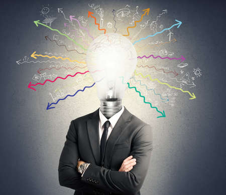 Concept of genius with illuminated light bulb in head