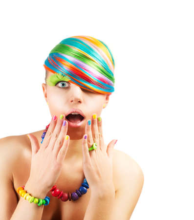 Colorful fashion makeup with rainbow color accessor
iesの写真素材