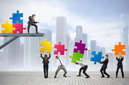 Team of businesspeople build a new companyの写真素材