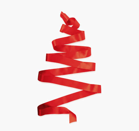 Abstract ribbon Christmas tree on white backgroundの写真素材