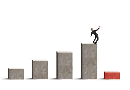 Concept of risk and crisis in business with stats barの写真素材