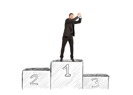 Concept of success and career of a businessmanの写真素材