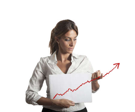 Concept of success with businesswoman that helps statisticsの写真素材