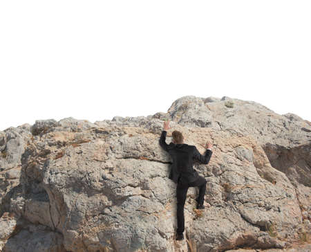 Concept of competition with businessman that climbing a mountainの写真素材