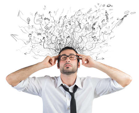 Concept of stress and confusion of a businessmanの写真素材