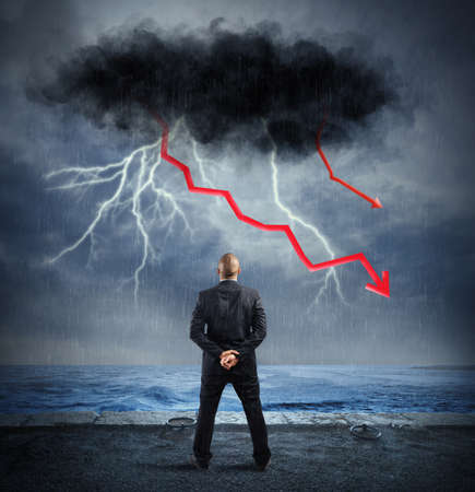 Concept of recession and crisis with negative statistics like lighting