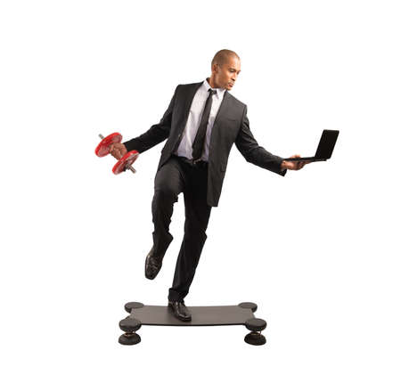 Concept of hard and acrobatic business of a successful manの写真素材