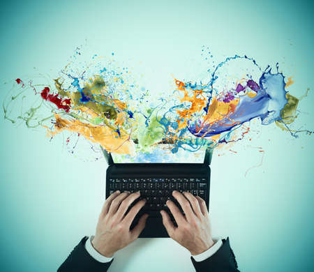 Creative business concept with colorful liquid effectの写真素材