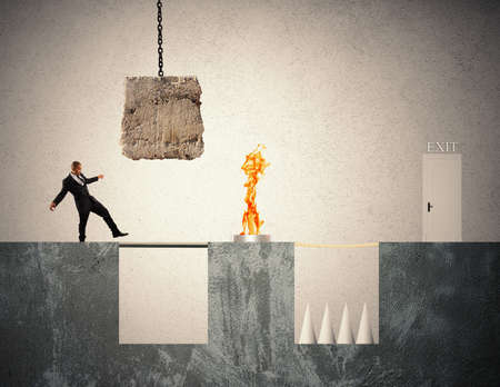 Concept of business challenge with businessman like a videogamesの写真素材