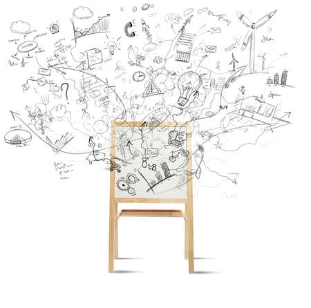Concept of creativity with blackboard full of new projectの写真素材
