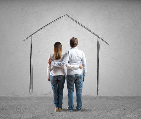 House project concept of a young coupleの写真素材